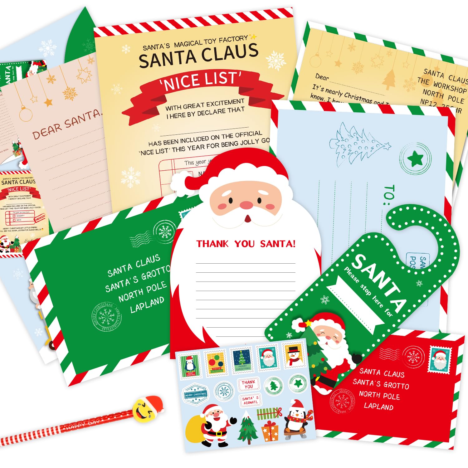 Veylin Black Letters To Santa Kit, Christmas Letter To Santa Claus Christmas Writing Set With Door Hanger