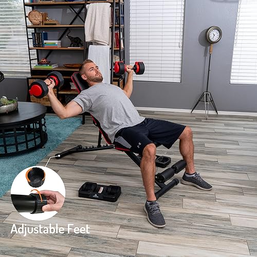 Miniatura 9 de Acefuture Banco de pesas ajustable plegable para entrenamiento de fuerza en el gimnasio en casa banco de ejercicios inclinado con guantes de fitness