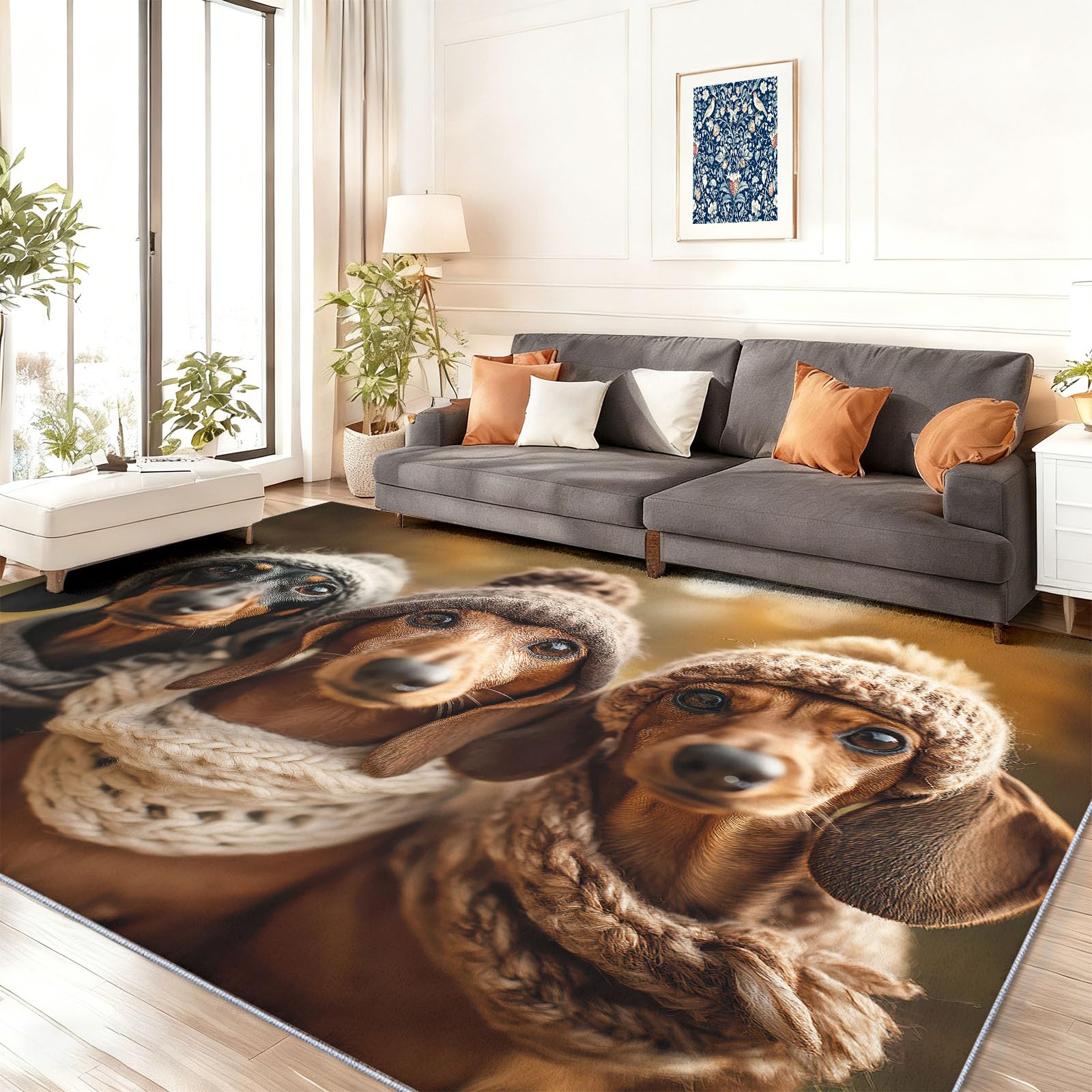 Jesienny szal dla psa, dywan z krótkim włosiem, miękki dywan ze stylem fotograficznym, beżowy, 180 x 240 cm, antypoślizgowy, nadaje się do prania, dywan do salonu, sypialni, pokoju dziecięcego