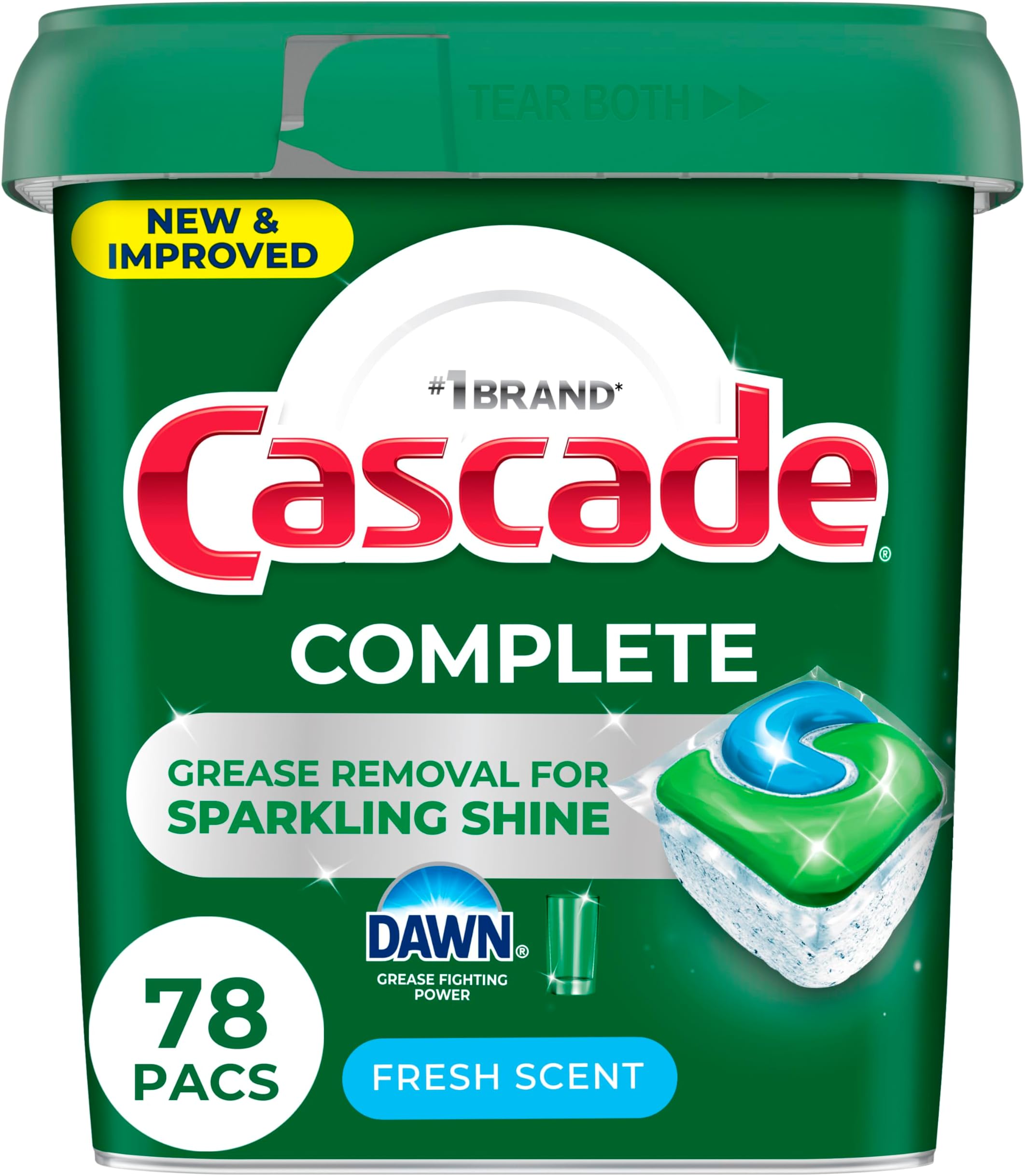 Complete Dishwasher Pods - Fresh Scent ActionPacs, Dishwasher Detergent, Dishwasher Soap, Detergent Pods, 78 Count