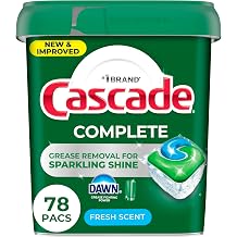 Cascade Complete Dishwasher Pods - Fresh Scent ActionPacs, Dishwasher Detergent, Dishwasher Soap, Detergent Pods, 78 Count
