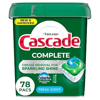 Cascade Complete Dishwasher Pods - Fresh Scent ActionPacs, Dishwasher Detergent, Dishwasher Soap, Detergent Pods, 78 Count - Amazon product rated Grade A