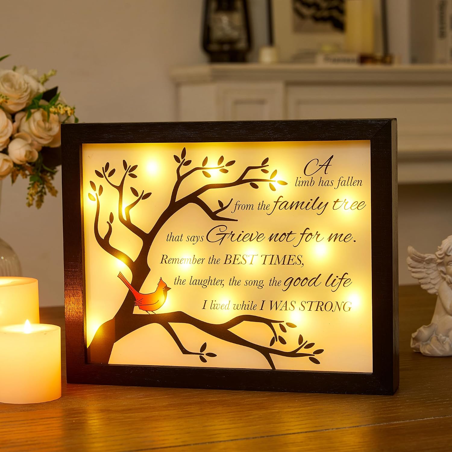 Sympathy Gift LED Memorial Shadow Box Memorial Gifts for Loss of Loved One Mother Mom Dad Father-A Limb Has Fallen from The Family Tree