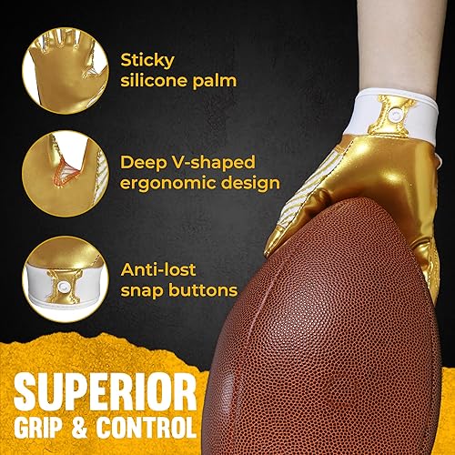 Vista 108 de HANDLANDY Guantes de fútbol juvenil, guantes de receptor adhesivo para niños, guantes de fútbol súper agarre, el mejor regalo para niños y niñas