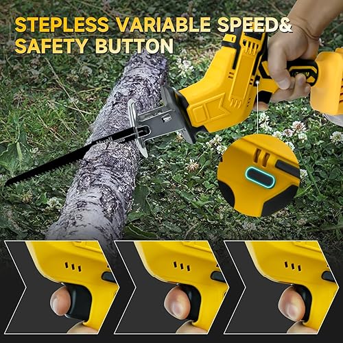 Miniatura 6 de Sierra recíproca inalámbrica para batería DeWalt de 20 V, cambio de hoja sin herramientas Sawzall con 4 hojas de sierra, velocidad variable de