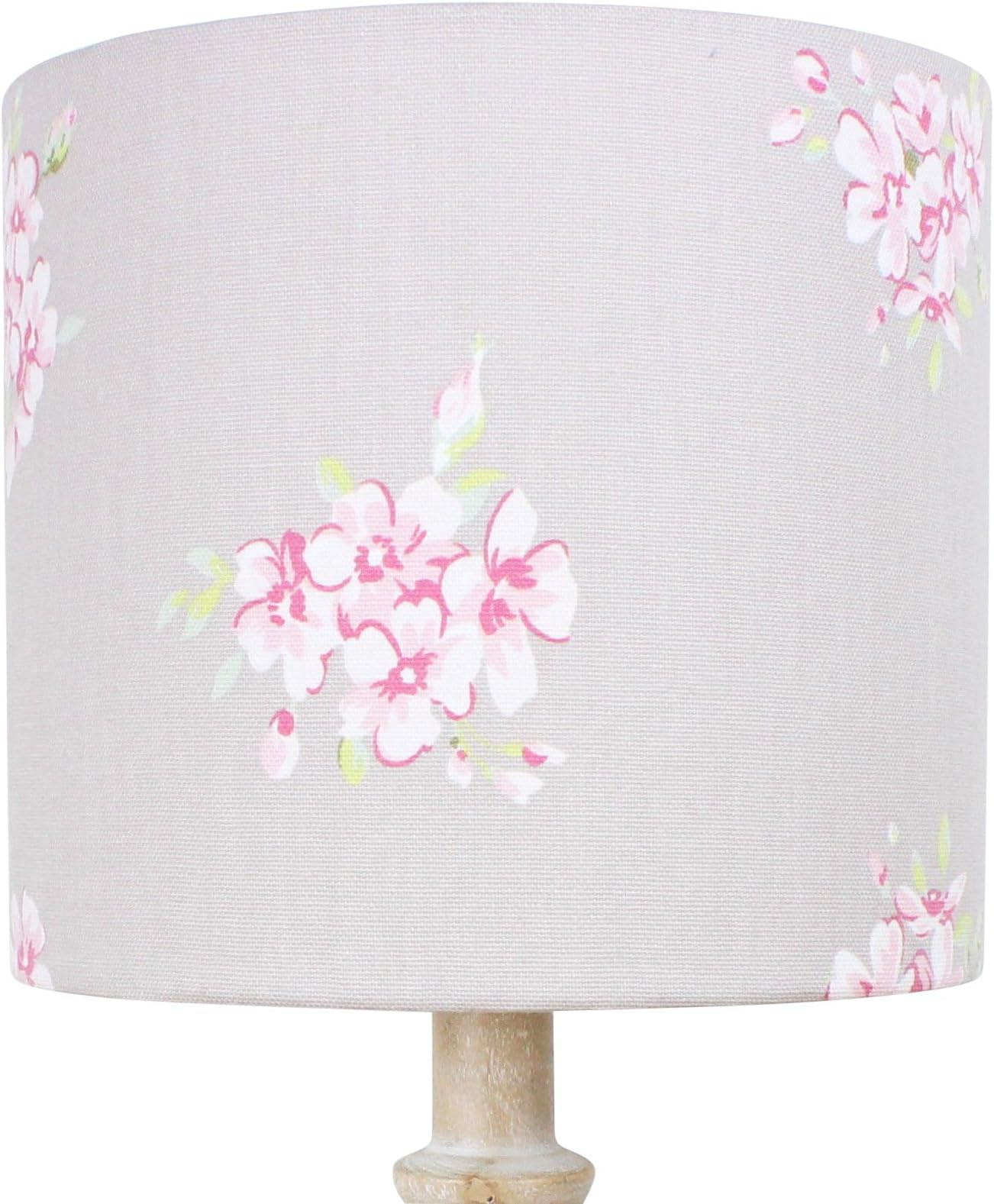 Tilly Taupe & Pink Floral Pretty Vintage Shabby Chic Drum Lampshade (20 cm Diameter x 18 cm High Table/Standard Lamp)