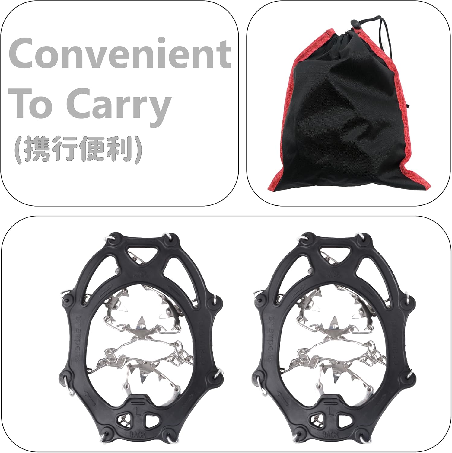 Azarxis Crampons Ice Traction Cleats 19 24 Stainless Steel Spikes Anti-Slip Ice Snow Grips for Women Men Boots Shoes Mountaineering Walking Jogging Fishing Climbing Hiking : Clothing, Shoes & Jewelry