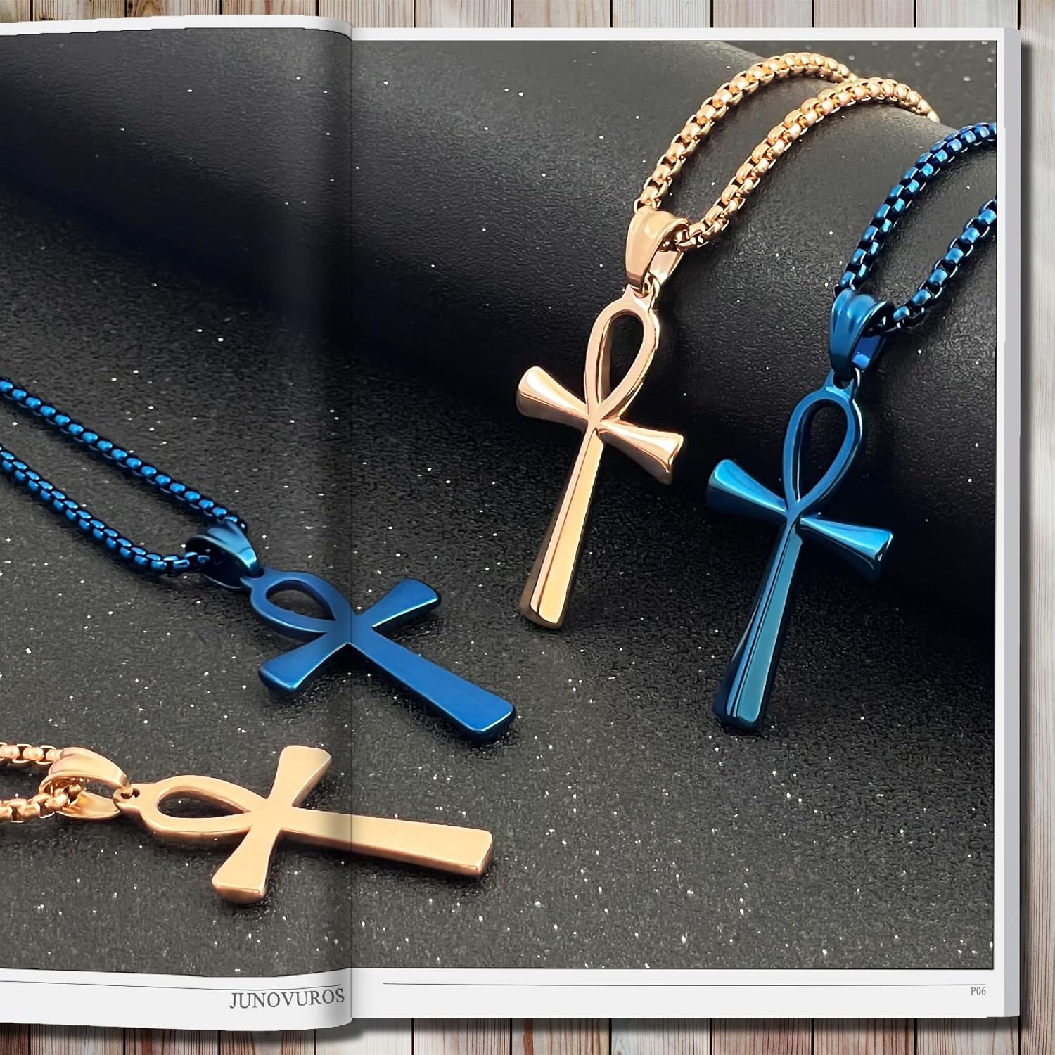 JUNOVUROS 18 to 28 Inches Rolo Chain Ancient Ankh Cross Pendant Necklace for Men Women Boys Girls 316L Stainless Steel with Large And Medium Sizes - Image 4