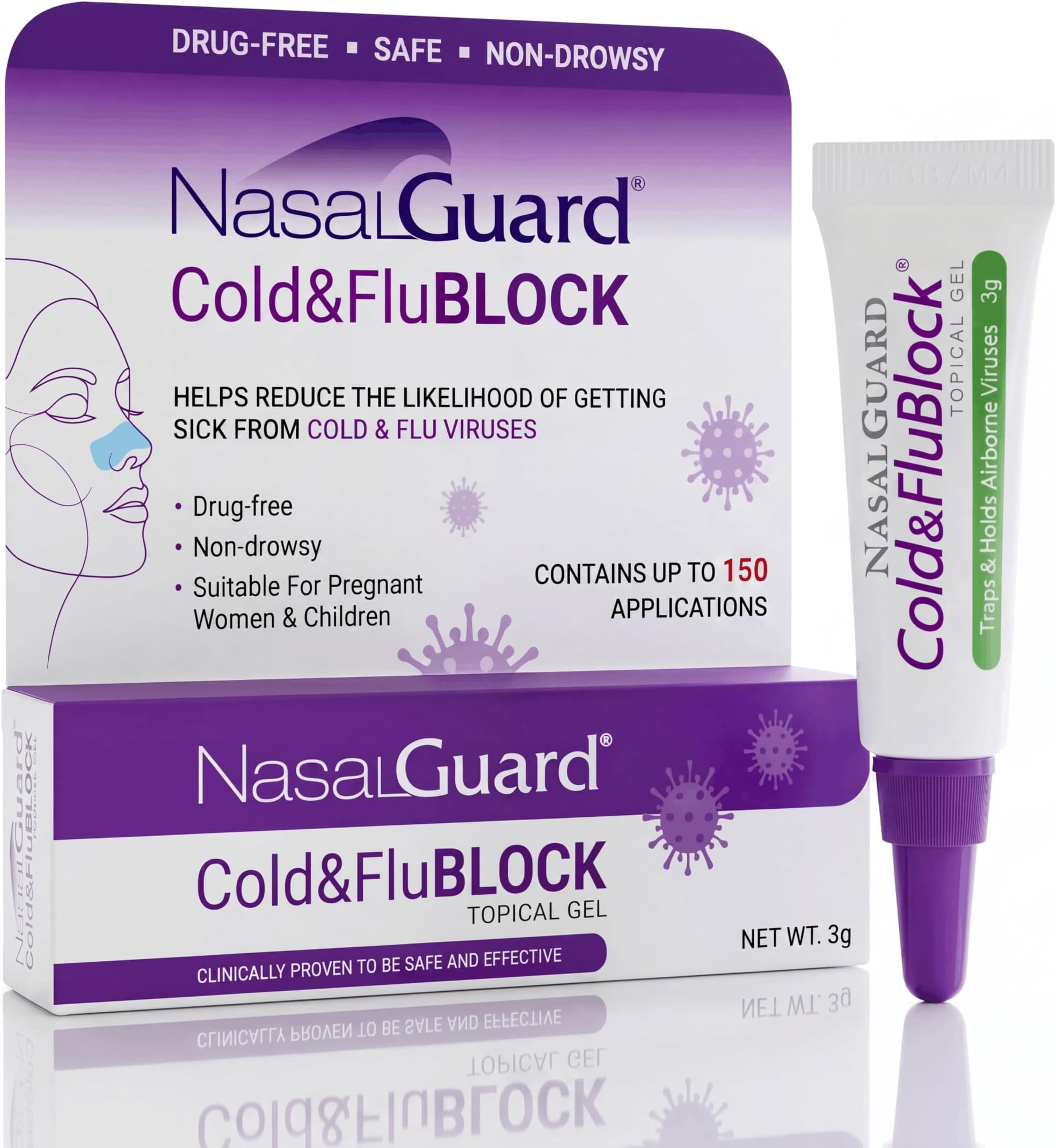 Cold & Flu Blocker Gel, Invisible Nasal Barrier, Cool Menthol 3g