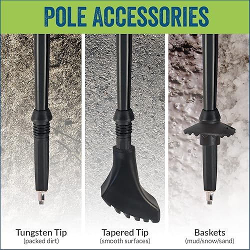 Miniatura 5 de York Nordic - Bastones de senderismo nórdicos auténticos y clásicos, ligeros, ajustables y plegables, 2 piezas con cerraduras abatibles, pies