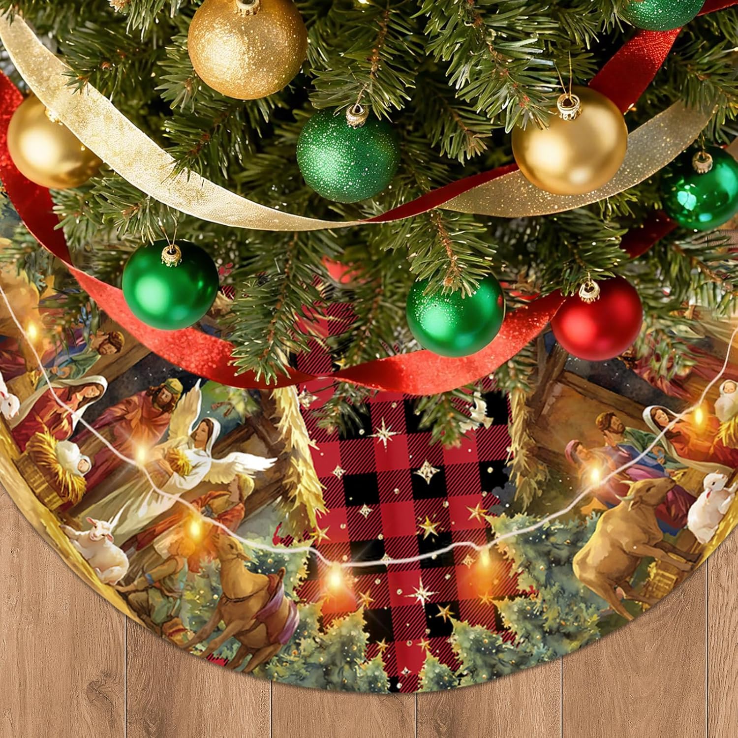 Double Sided Snowman Reindeer Santa Snowman Snowflake Christmas Tree Skirt, Snowman Tree Skirt for Winter Holiday Party Christmas Tree Skirt Decoration, 36 Inch Pink Tree Skirt