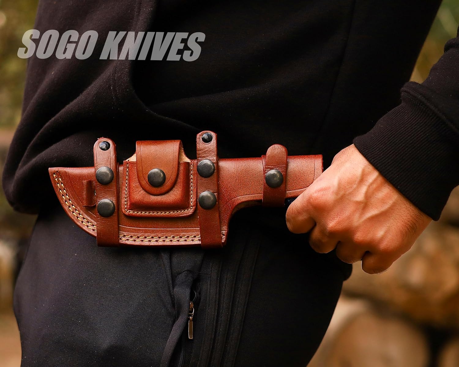 Horizontal Leather Sheath, Tooled Leather Sheath, Leather Tracker Knife Sheath for Belt, Beautiful Knife Leather Cover 100% Real Leather (Brown)