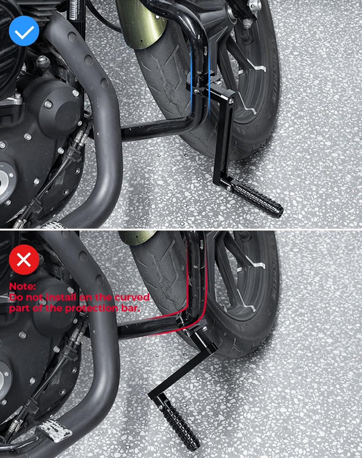 KEMIMOTO Motorcycle Highway Pegs - Universal Adjustable Foot Pegs Fits 7/8" 1" 1.125" 1.25" Round Crash Bars, Compatible with Rebel 300 500 V-Strom Frame