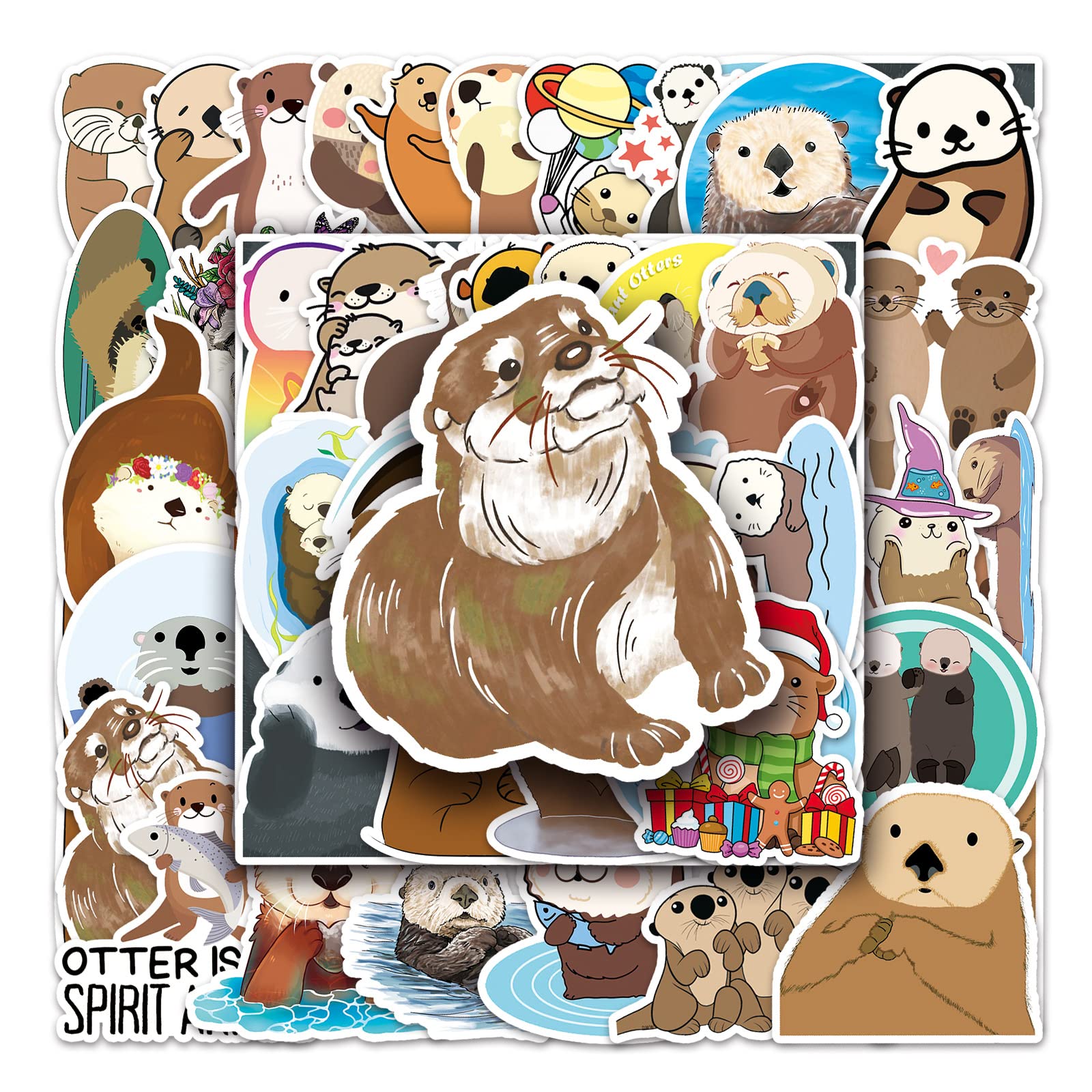 50Pcs Eurasian River Otter Stickers Cute Funny Animal Sticker for Water Bottle Skateboard Laptop Luggage Scrapbook Computer Notebook Car Bike,Vinyl Waterproof Decals for Teens Kids Adults