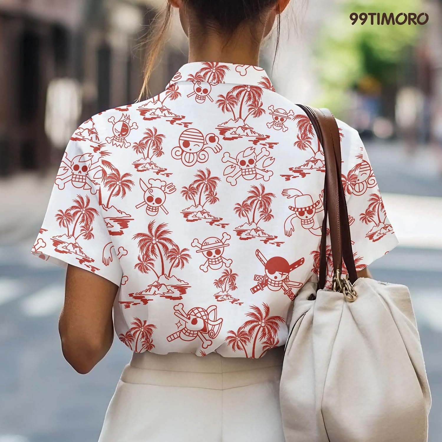 99TIMORO Cartoon Character Hawaiian Men Shirts, Comics Movie Button Down Shirt Anime Short Sleeve Top, Summer Beach Gifts