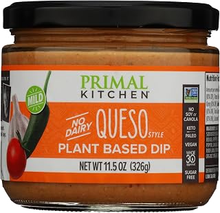 Primal Kitchen Vegan Plant-Based Queso Dip - Dairy-Free, Gluten-Free, Keto & Whole30 Approved, 11.5 oz