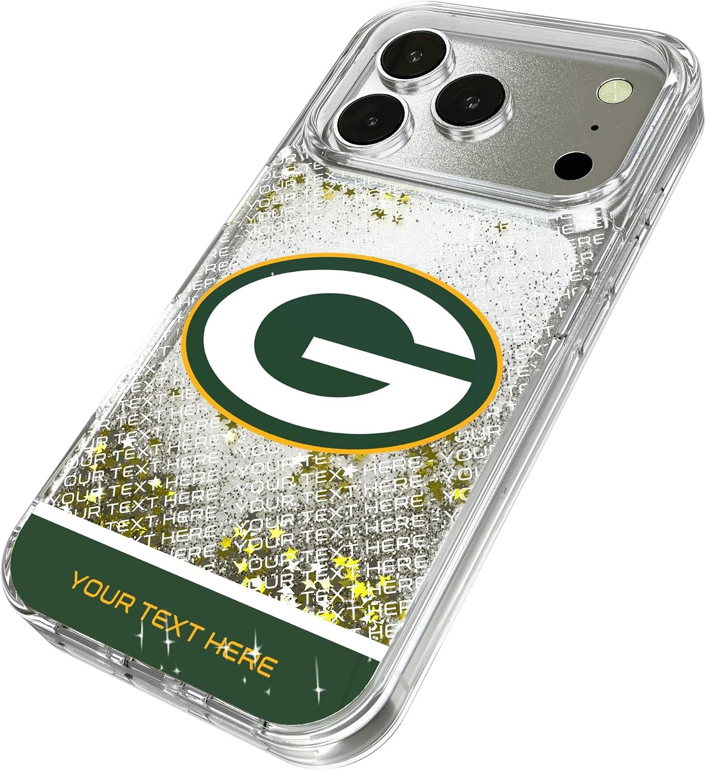 Keyscaper Green Bay Packers Personalized Endzone Plus Design Glitter Phone Case for iPhone