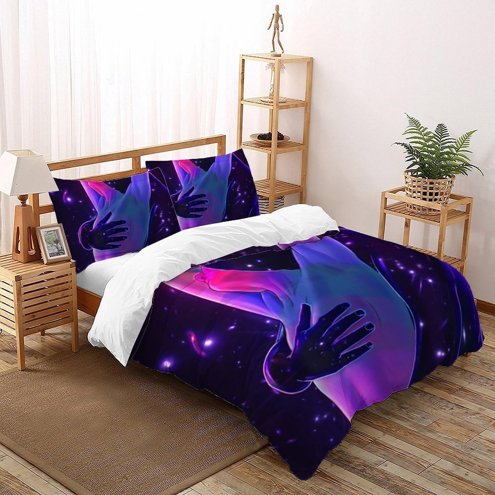 Housses de couette 3D garçon 220x240 cm avec 2 taies d'oreiller king à fermeture éclair