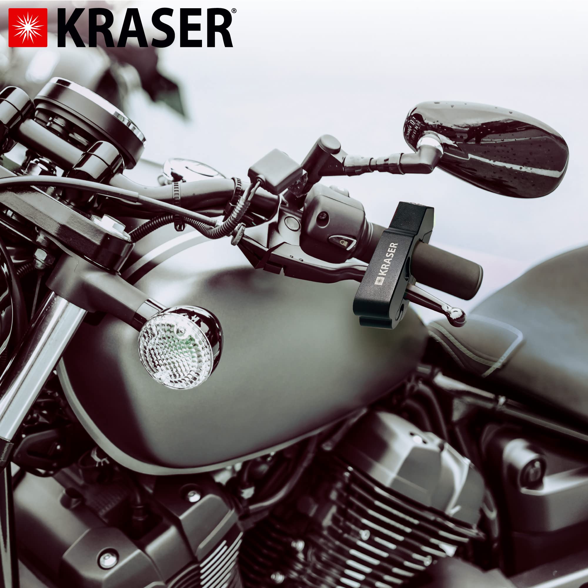 KRASER KR720B Antivol Guidon Moto, Bloque Levier Frein, Bloc Serrure Sécurité, Clic de Fermeture, Verrouillage Poignée Embrayage, Grip Lock, Blocage Universel Scooter, Quad, Vélo Électrique