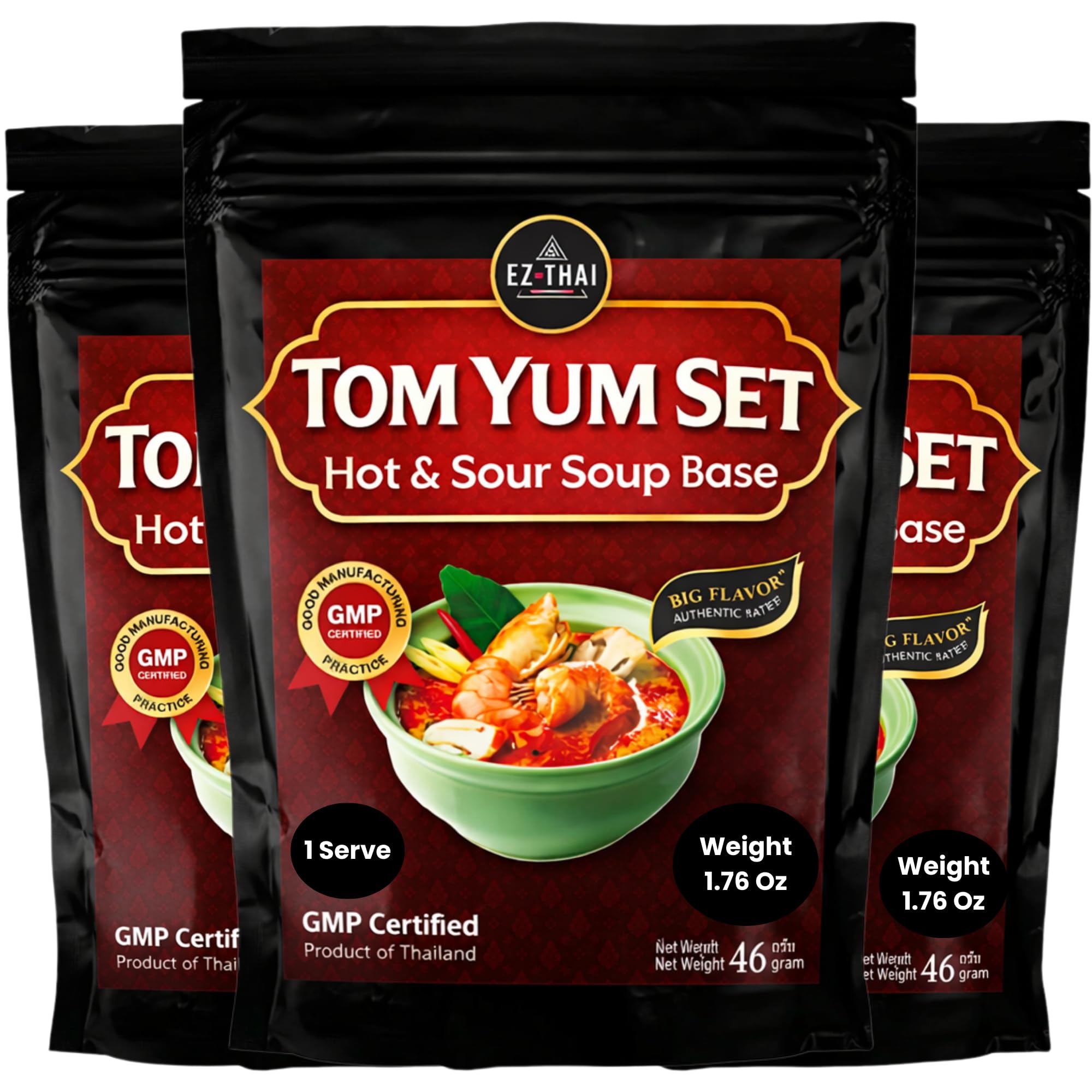 EZ THAI Value Pack of 3 Tom Yum Spice Set (1.6oz x 3) Authentic Seasoning Kit with Chili Paste & Herbs – Pantry Essential for Hot & Sour Soup, Restaurant-Quality Thai Broth, Spicy Noodle Soup