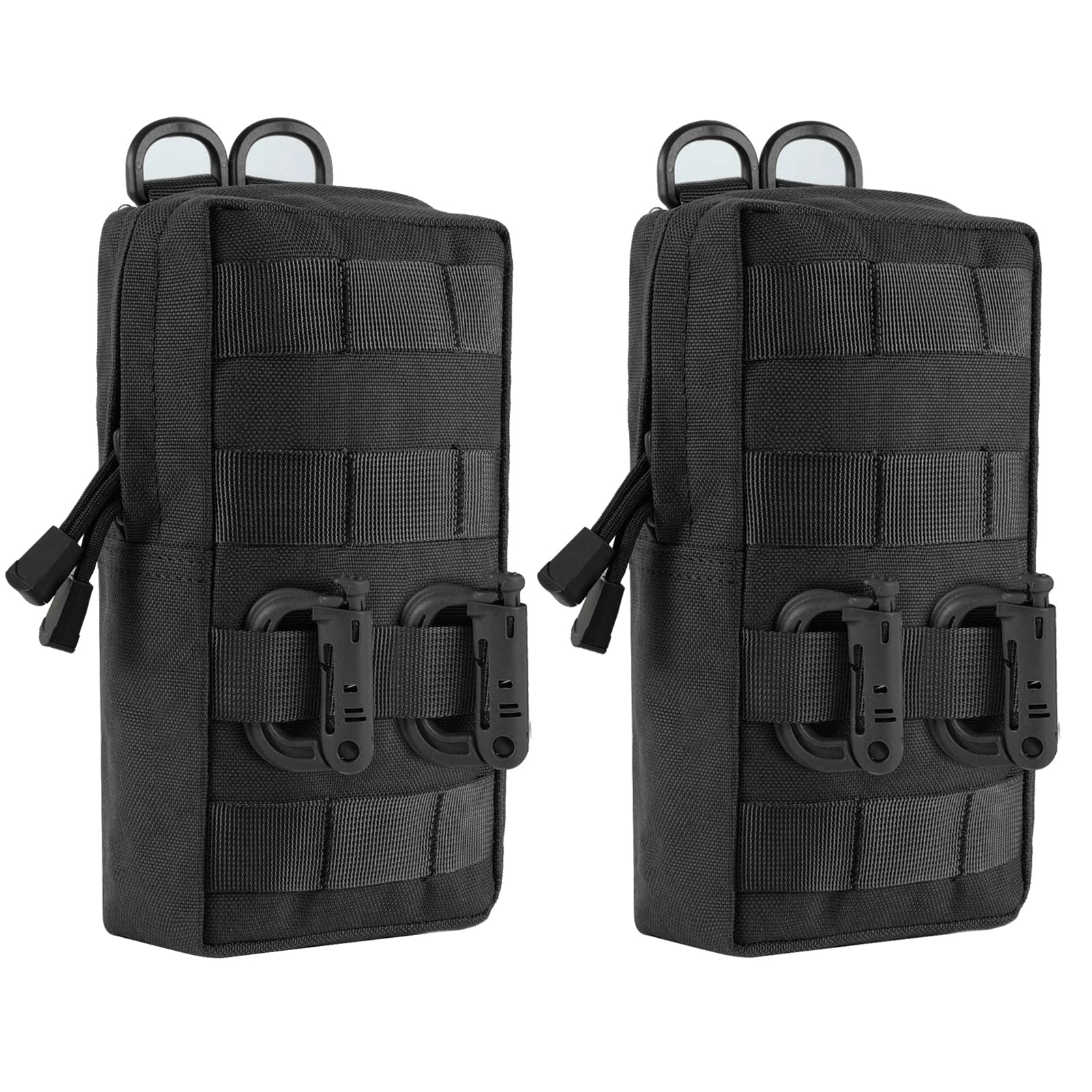 FRTKK 2 Pack Molle Pouches - Tactical Compact Water-Resistant EDC Pouch Small Utility Pouch Bags (Patch Included) (2 Pack-Black 3)