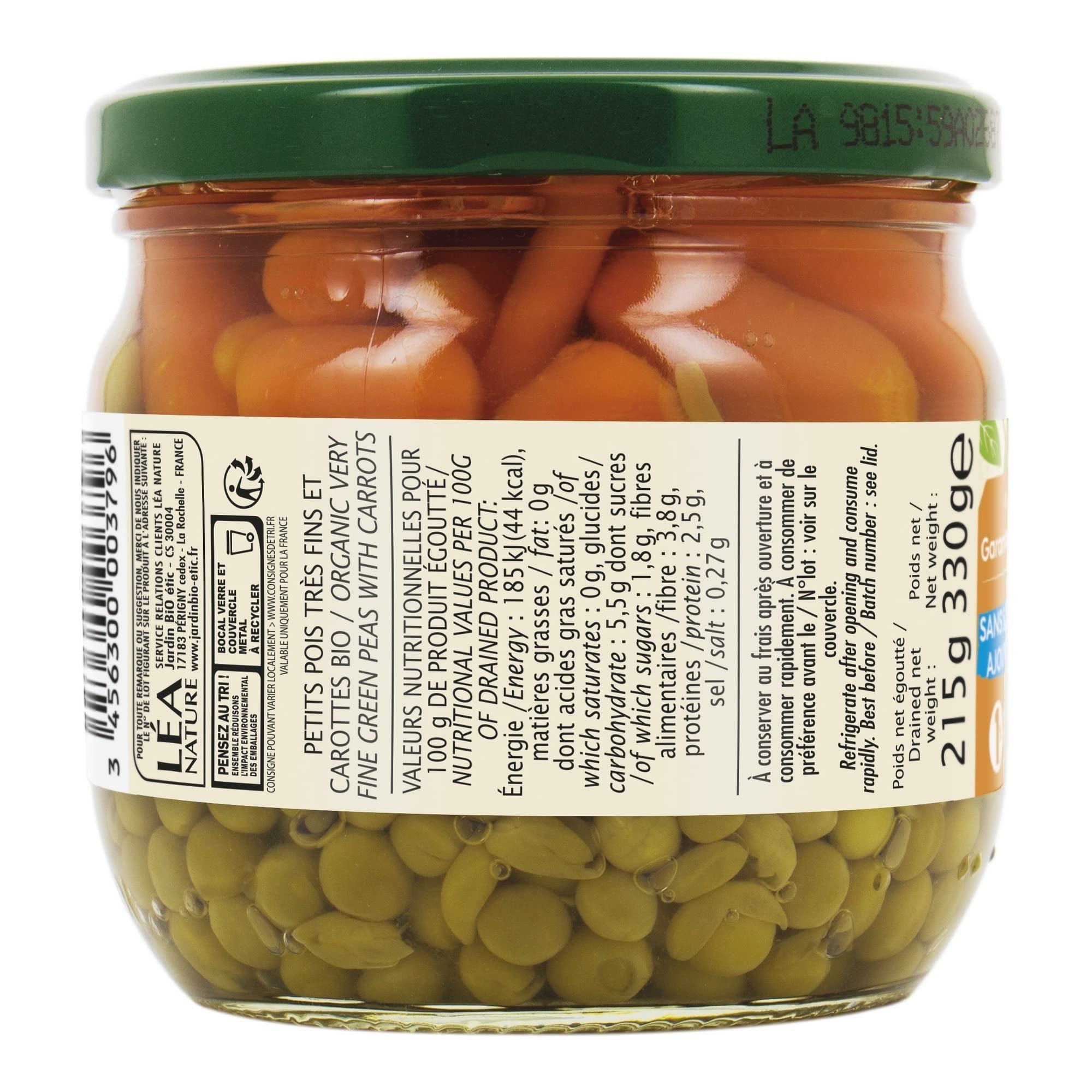 Jardin Bio Petits Pois Carottes 330 g