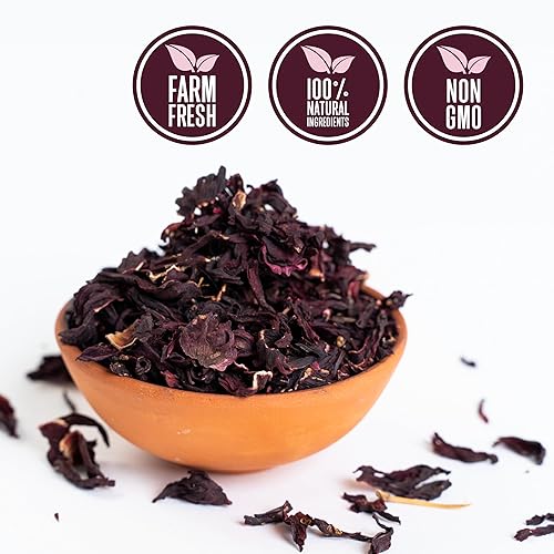 Miniatura 3 de RICO RICO Flores secas de hibisco  Hibisco 100% natural para té, agua de Jamaica, rico sabor a arándano, bolsa resellable (16 onzas (paquete de 1))