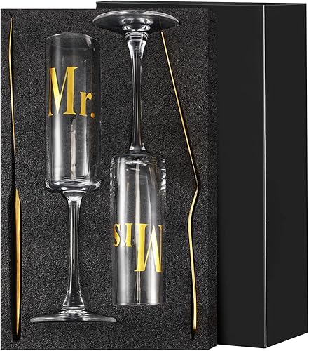 Miniatura 8 de Boao Juego de 4 flautas para tostadas de boda y servidor de tartas, suministros de recepción de boda, copas de champán, cuchillo para tartas,