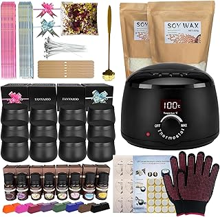 Fanyajoo Candle Making Kit for Adults with Wax Melter DIY Starter Scented Candles Making Kit,Soy Wax Candle Making kit,Craft Kits for Adults,Home Decorations (60pcs)