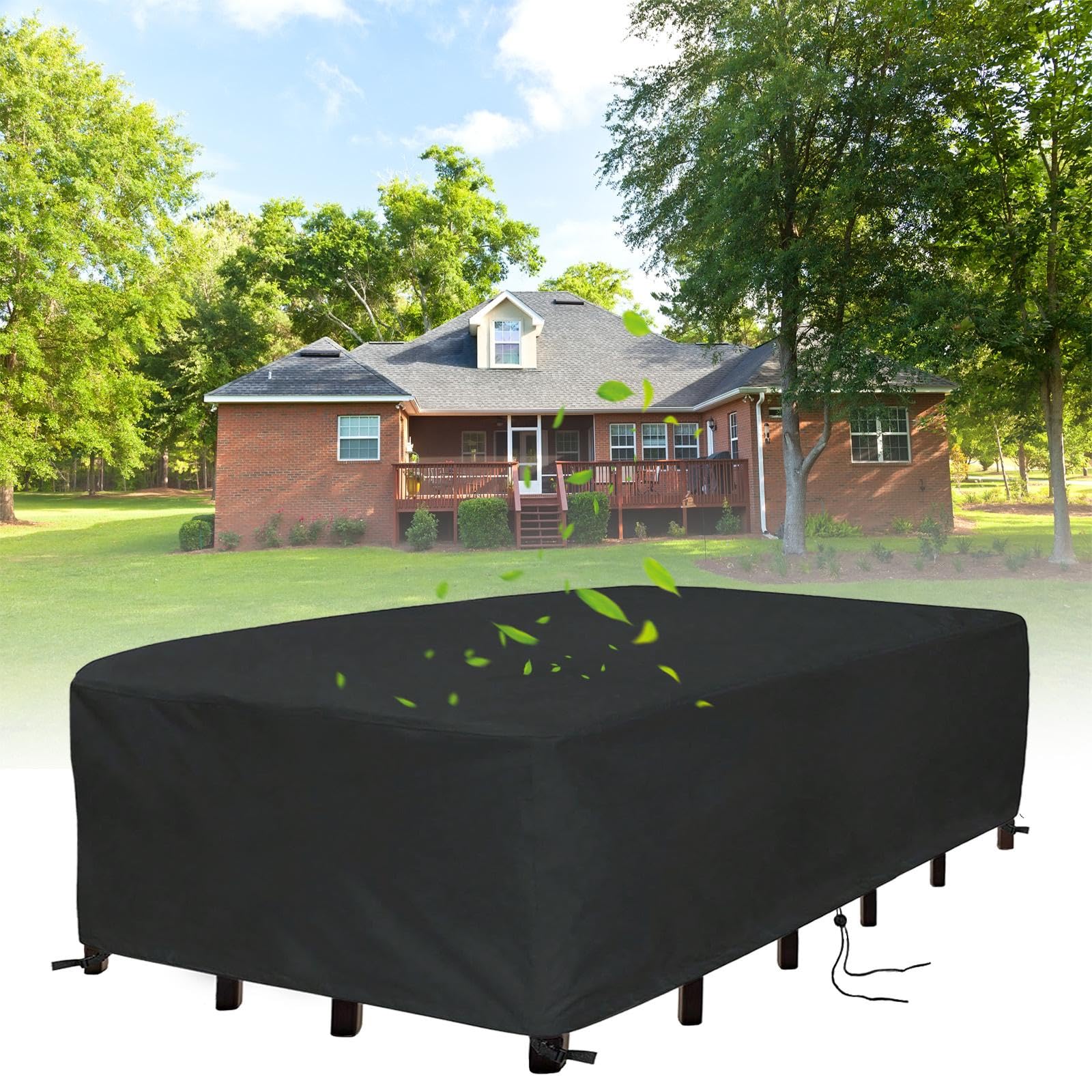 LSYALUCK 75x40x40cm/LxWxH Rectangular Patio Heavy Duty Table Cover, 600D Patio Furniture Set Sofa Covers, Patio Furniture Outdoor Sectional Sofa Set, Resistant for Rain Snow Dust Anti-UV Windproof