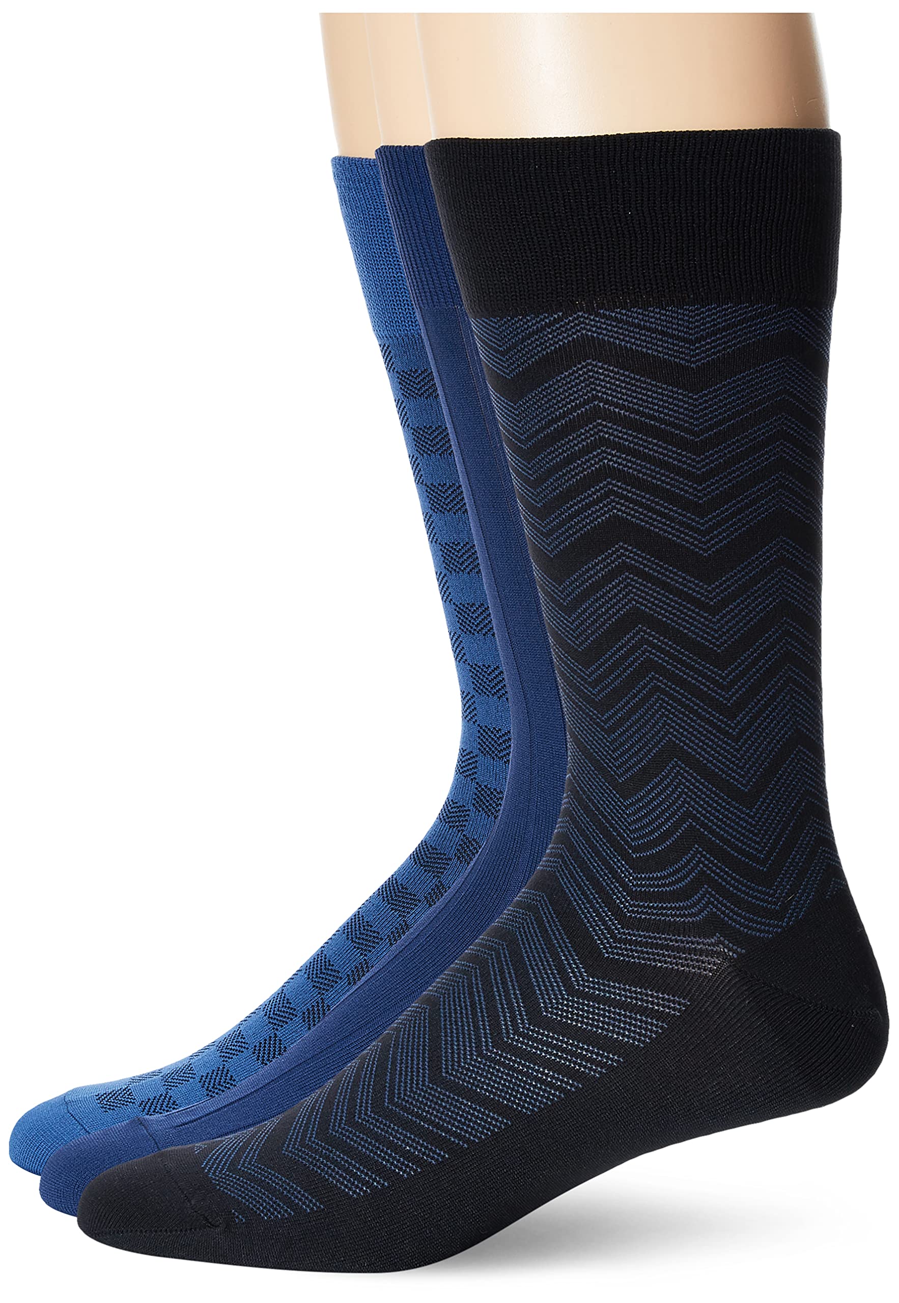 Chaussettes microfibre de luxe motif chevrons bleu marine pour homme de taille unique