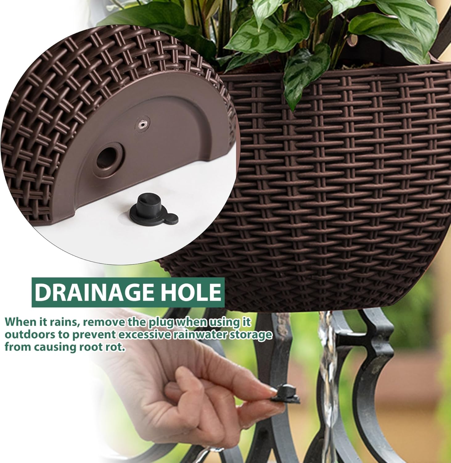 Wall Planter 2PCS Wall Hanging Planter Half Round Fence Planters with Drainage and Hooks Wall Mounted Planters for Balcony Garden Railing Coffee