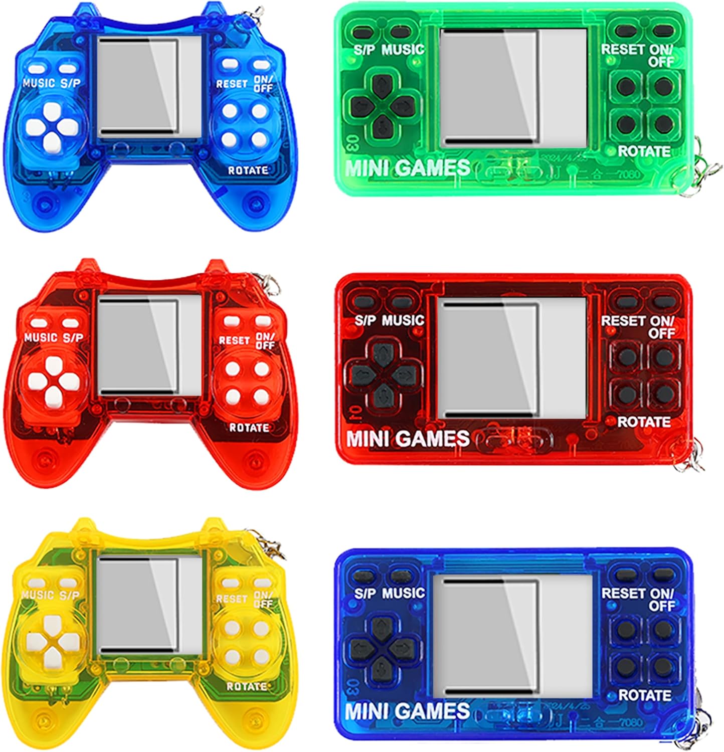 6pcs Video Game Party Favors, Mini Gaming Party Favors, Video Game Keychains, 8-bit Handheld, Birthday Party Supplies for Kids, Return Gifts for Birthday Party Decorations Supplies