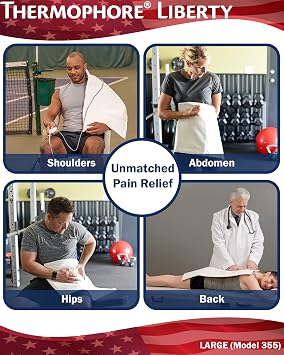Assembled in the USA - Thermophore Liberty 2 Plus - Moist Heating pad for Arthritis, Back, Neck, Shoulder Pain and Cramps Relief - Electric, 3 Temperature Settings with auto Shut Off, Large 14 x 27
