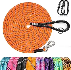 ZALER Coleira longa para cães, 15 m 9 m, 6 m, 4,5 m e 3 m, guia de treinamento de cães, guia de retenção reflexiva resistente para treinamento de cães, brincar, acampar ou quintal (1,5 m, laranja)