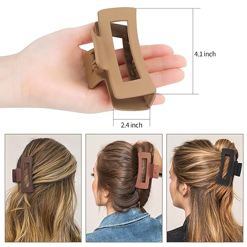 Miniatura 3 de Pinzas grandes para el cabello de 4 pulgadas, 6 pinzas grandes para cabello grueso, pinzas cuadradas para el cabello para mujeres, pinzas