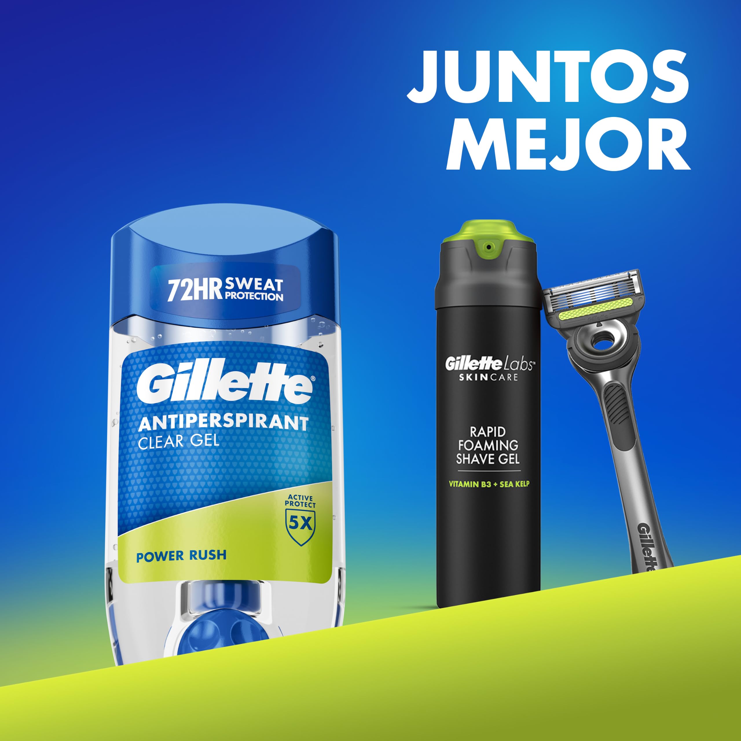 Gillette Clear Gel Antitranspirante Y Desodorante Power Rush Para Hombre, 70 ml x 6