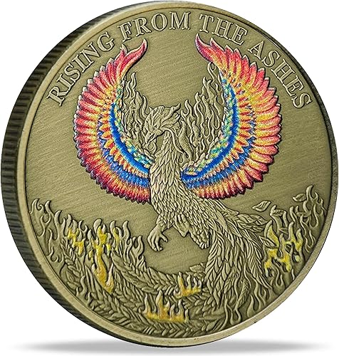 Phoenix Rising Lucky Coin - Moneda de oración de serenidad y sobriedad, regalos sobrios para hombres o mujeres, medallón AA de recuperación de