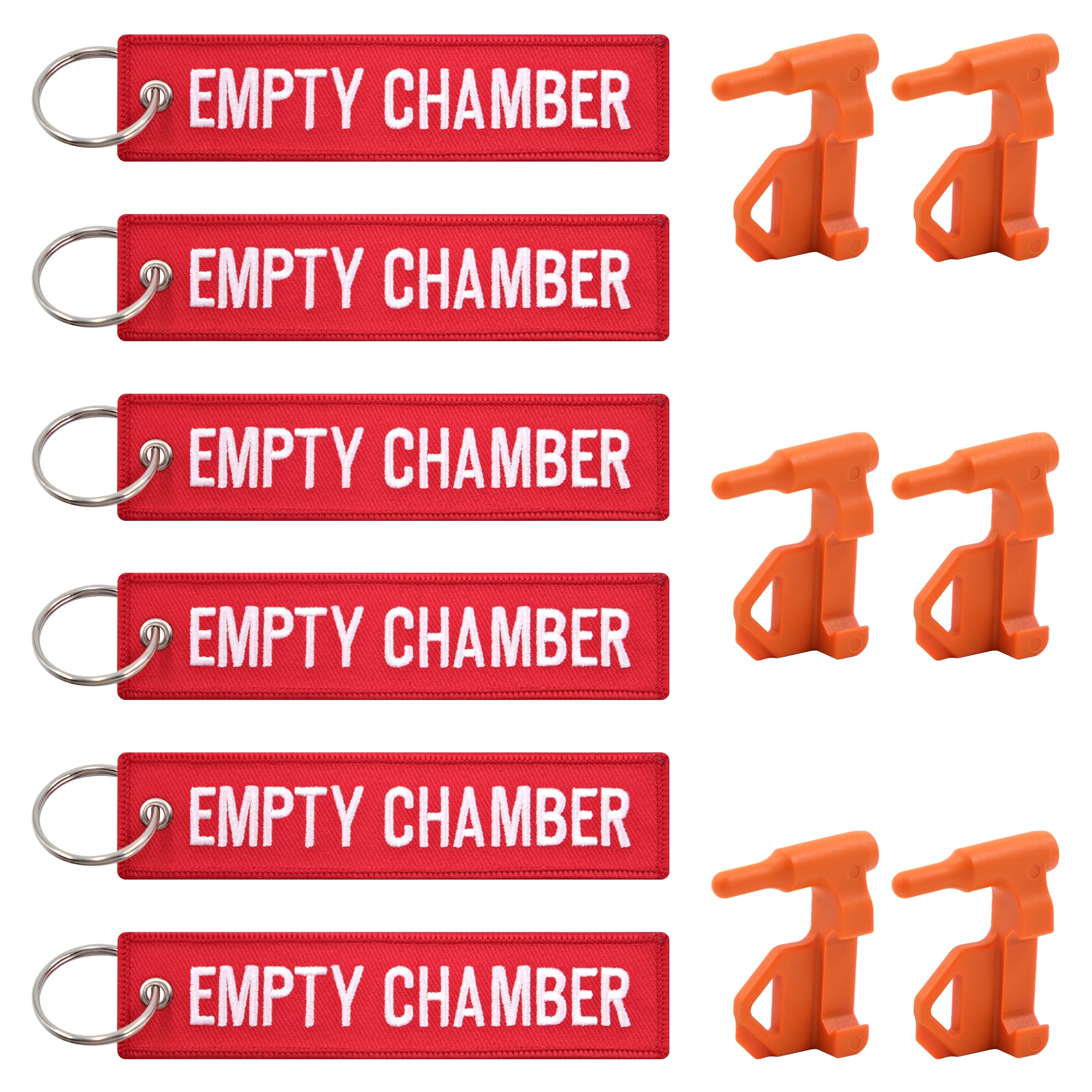 TOKCKYBL Chamber Flag, Safety Flag for Rifle, Handguns, Shotgun, Pistol, 6 Orange Chamber Flags with 6 Bright Red Tags, Universal Compatibility Empty Chamber Indicators, Empty Chamber