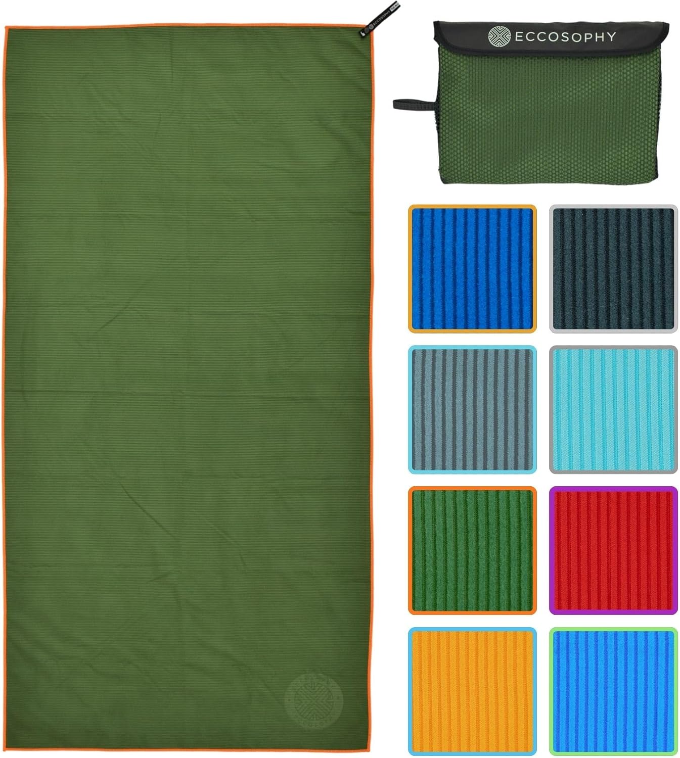 ECCOSOPHY Microfiber Beach Towel – Quick Dry, Highly Absorbent, Lightweight – Ideal for Travel, Pool, Yoga, Fitness & Outdoor Adventures – 60×30 Fern