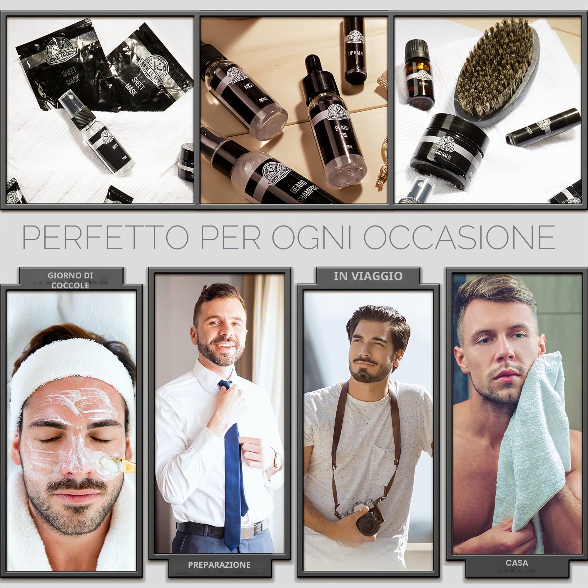 KreativeKraft Calendario Avvento 2025 Uomo Kit Barba Countdown Natale Calendari Avvento 24 Sorprese Balsamo Olio Spazzola Cura Della Barba