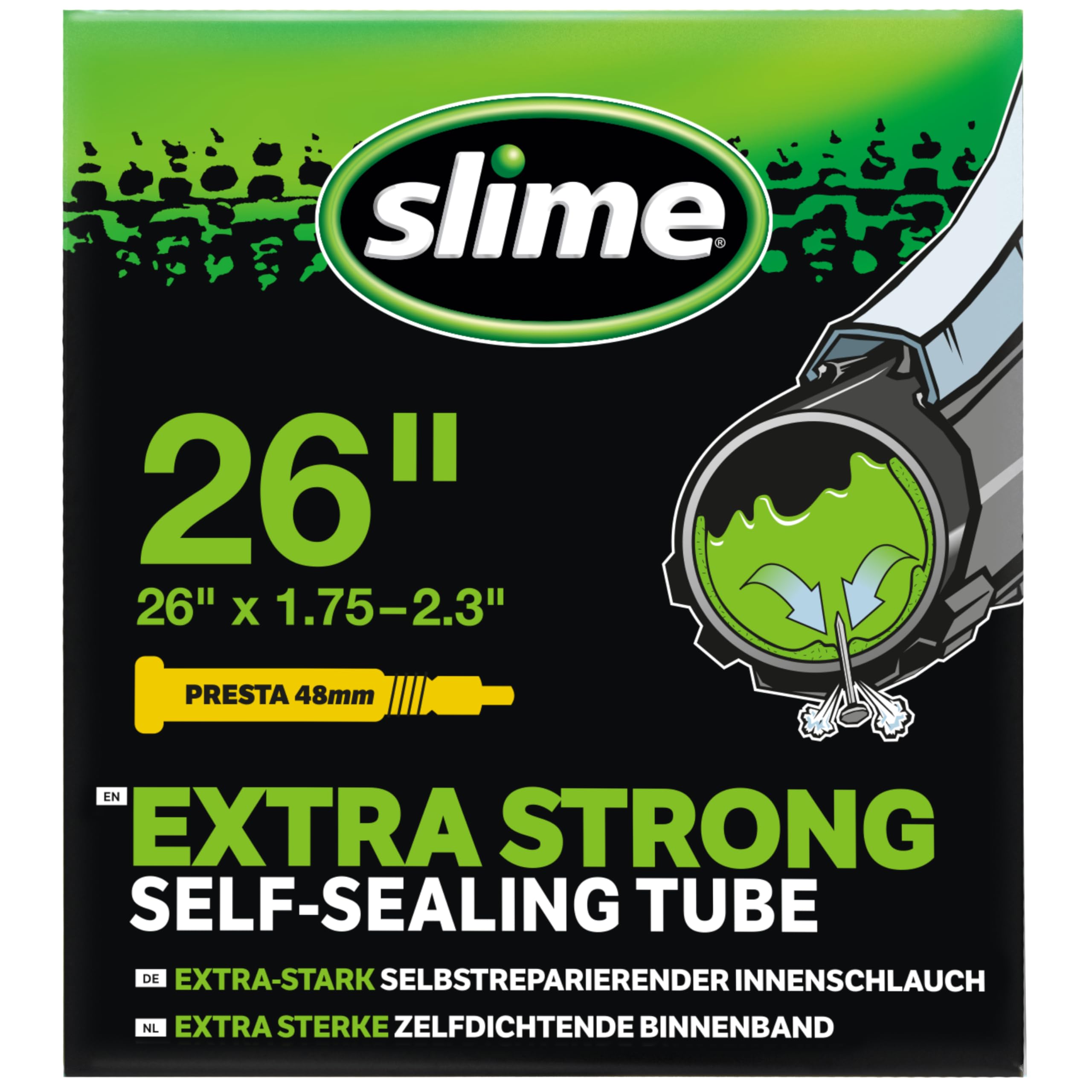 Slime Bike Inner Tube with Slime Puncture Sealant, Self Sealing, Prevent and Repair