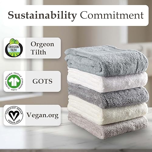 Miniatura 8 de Delilah Home - Juego de toallas de baño 100% orgánico, ultra suaves y absorbentes, toallas de spa de algodón turco orgánico, ecológicas y veganas