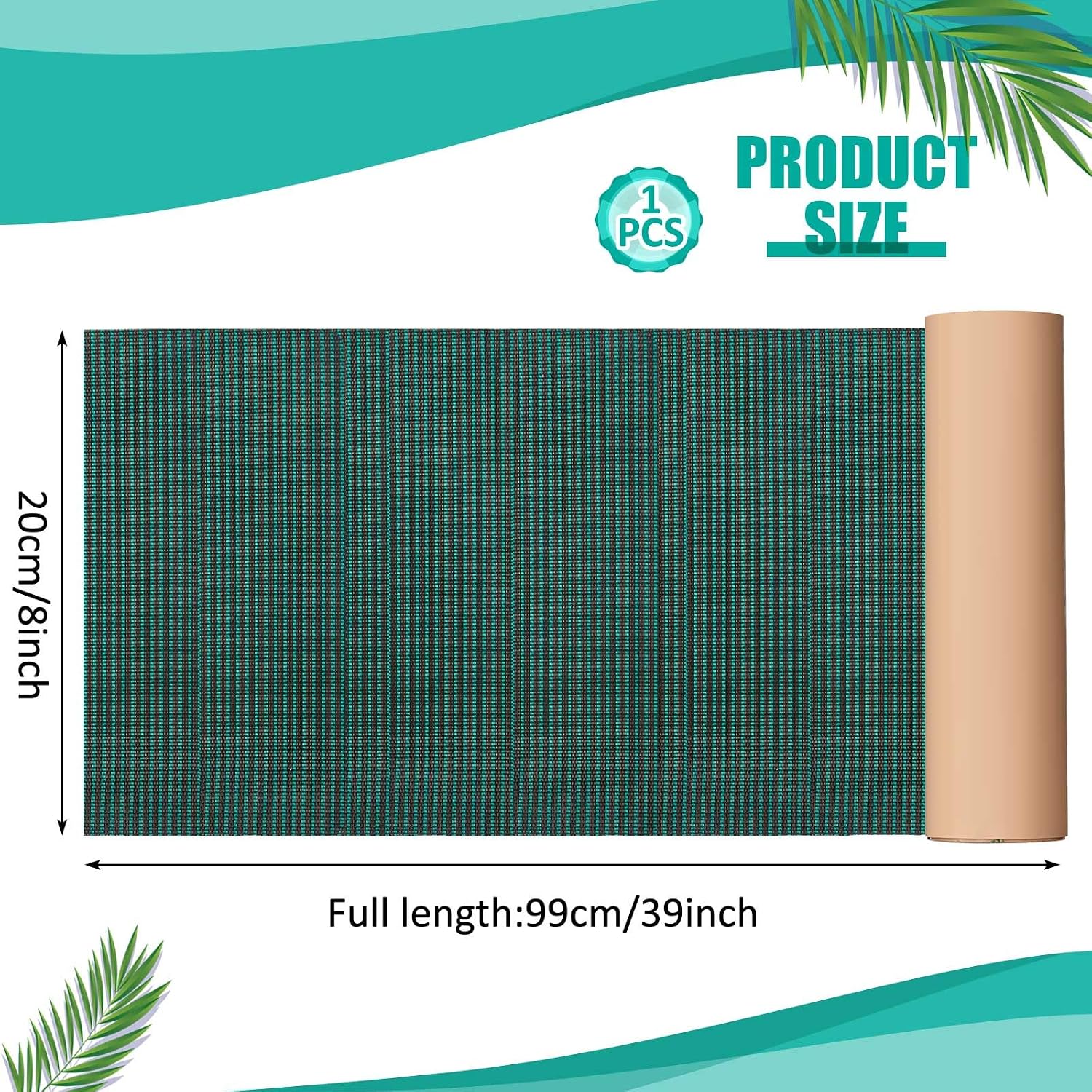 Pushglossy 1 Rolls Pool Cover Patch Kit 39 x 8 Inch Cuttable Swimming Self Adhesive Safety Tear Resistant Mesh Pool Cover Repair Patch Kit for Inground Swimming, Green