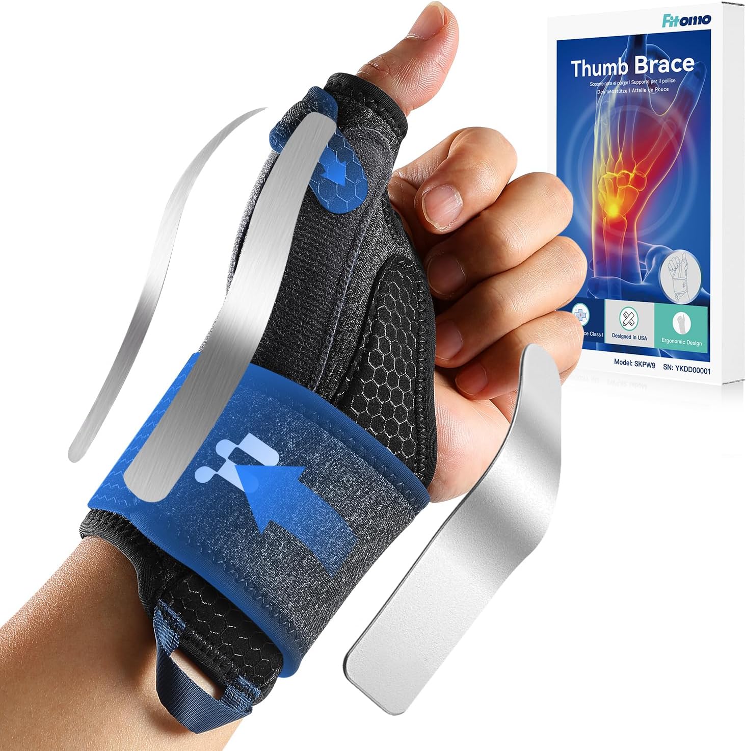 thumb stabilizer for dequervains tendonitis, thumb arthritis,left,Small, blue