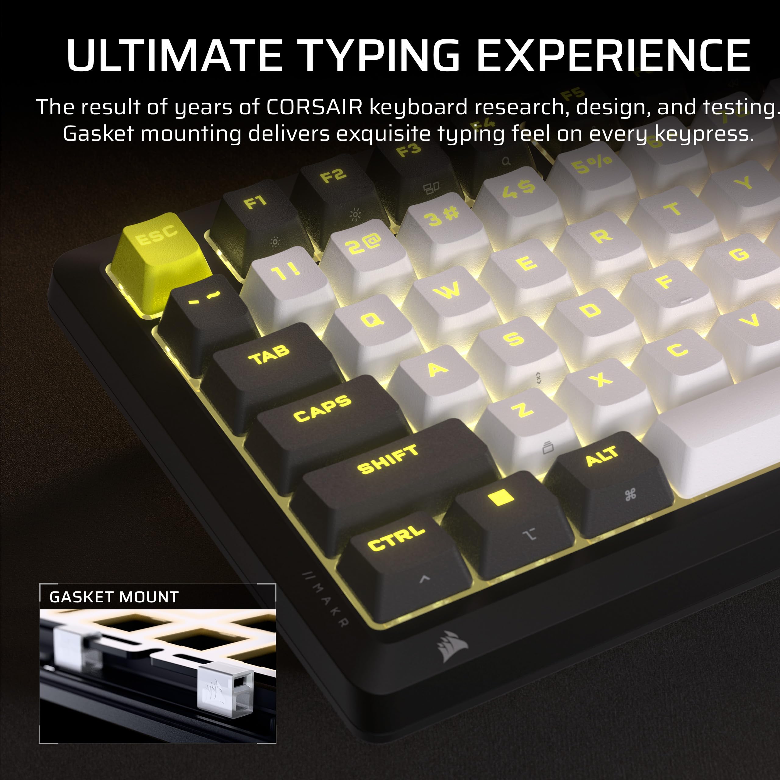 Corsair MAKR PRO 75 Hall Effect Tastiera meccanica magnetica da gioco fai da te cablata - Layout al 75%, switch MGX Hyperdrive, doppio controllo, grilletto rapido, SOCD FlashTap, 8.000 Hz, USA