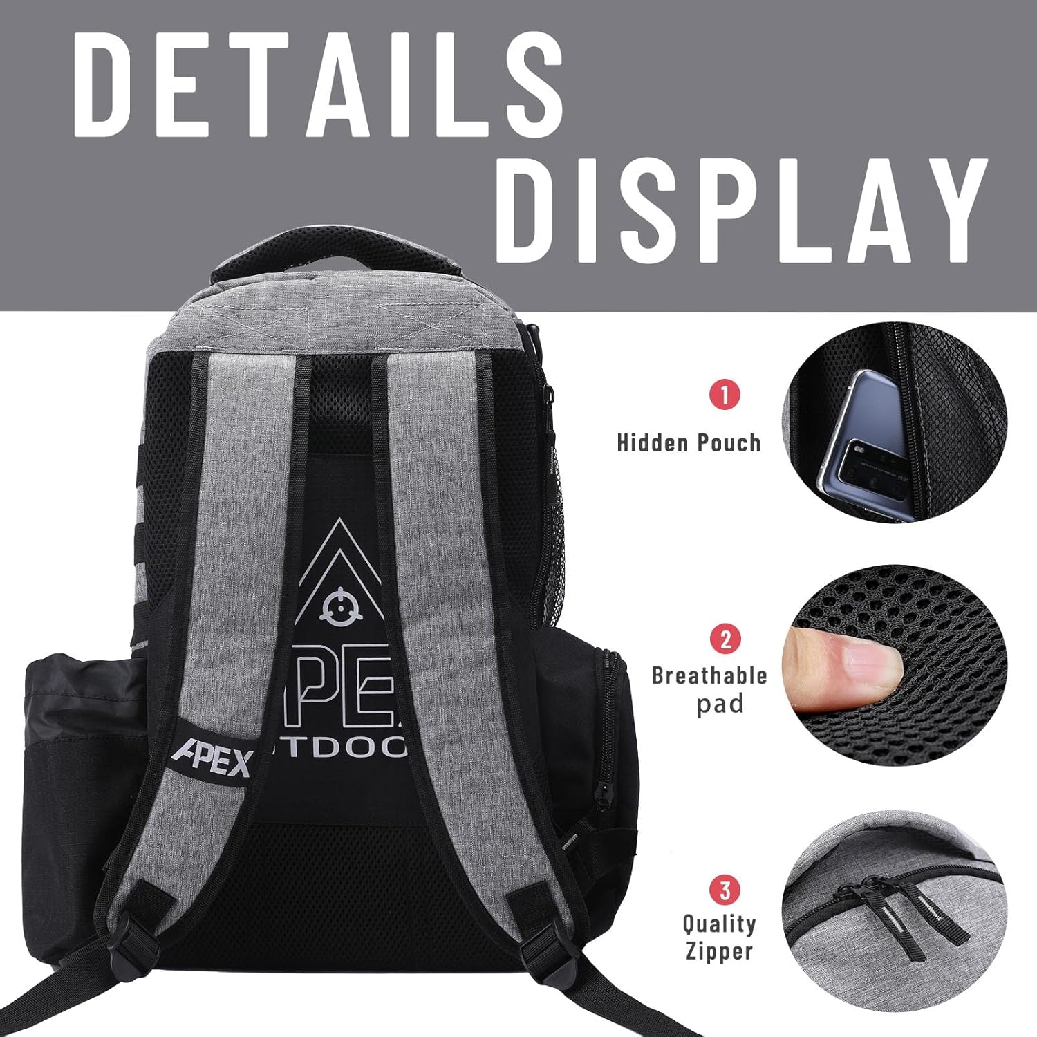 Disc Golf Bag, Large Disc Golf Backpack Holds Over 21 Discs, Durable & Lightweight with Multiple Storage Pockets