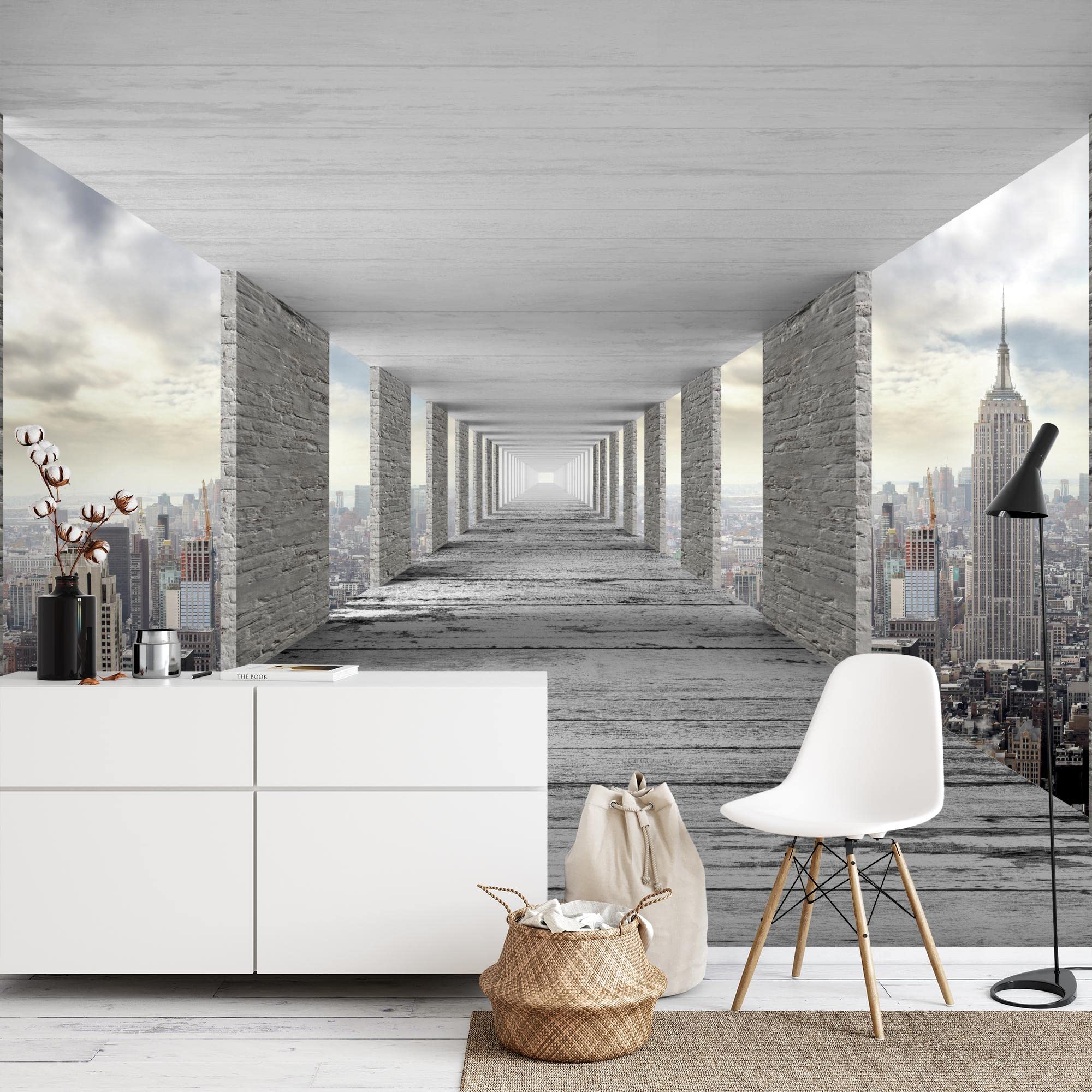 Runa Art Wallpaper 396 x 280 cm 3D New York Non-Woven Decoration Print Wall Mural Living Room - Made in Germany - Gray 9157012a - Image 2