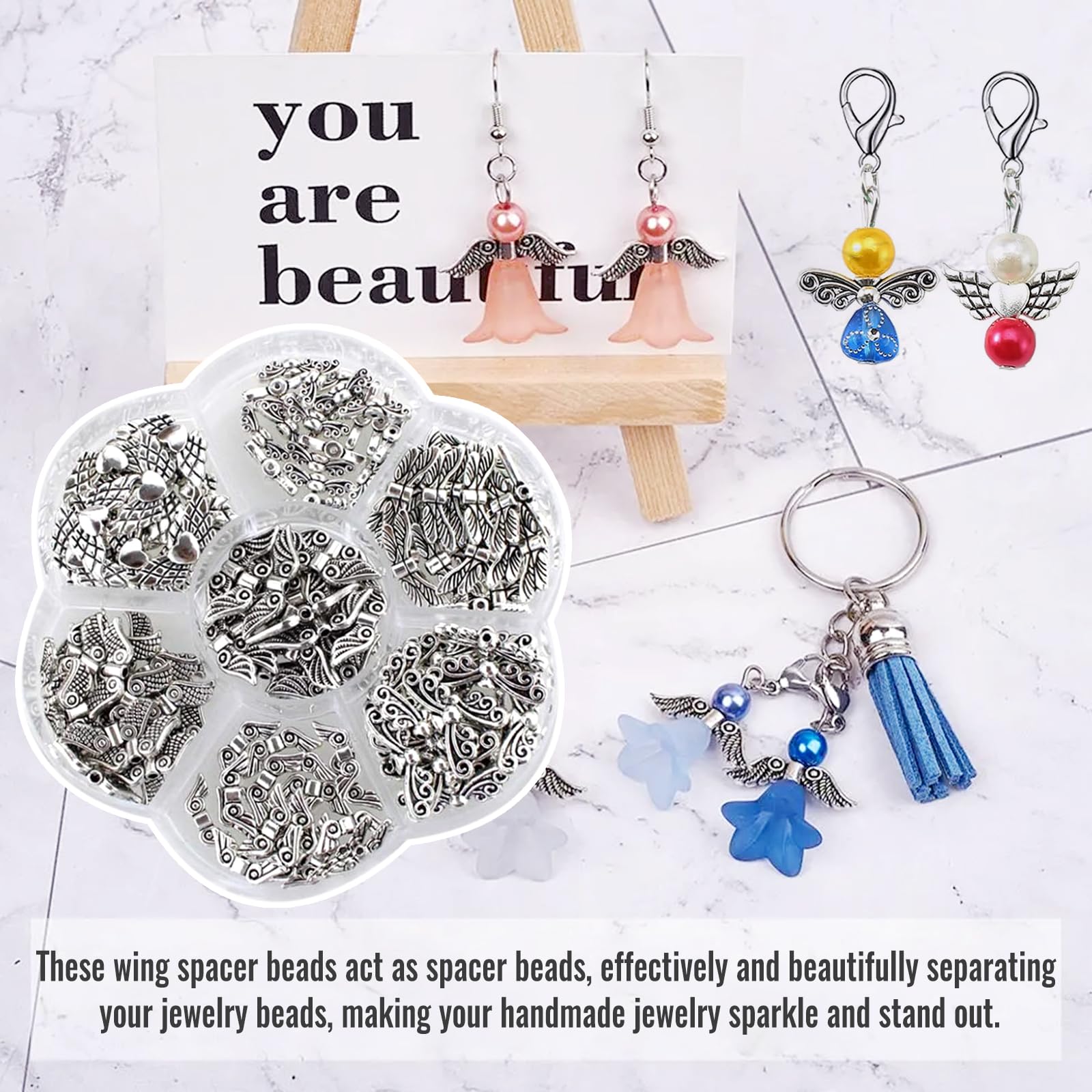 Engelsflügel, Design 2, 2,3cm, Silber, 20 Stück | Engelsflügel | Perlen-Engel | Vario-Schmuck
