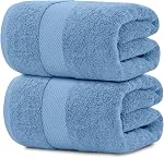 White Classic - Luxury Bath Sheet Towels for Adults Extra Large | Highly Absorbent Hotel spa Bathroom Towel | 35x70 Inch | 2 Pack (Light Grey)